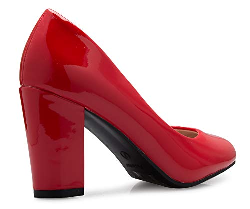 Image of Olivia K Women's Classic Round-Toe Platform Pumps High Block Heel - Adorable, Comfortable