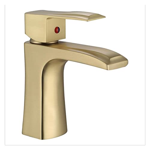 Bassin mélangeur évier or brossé mitigeur eau chaude lavabo - 2