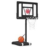 Danrelax 32“x23” Pool Basketball Hoop, 3.1FT-4.1FT Height Adjustable Poolside Basketball Hoop,Include Air Pump,Basketball, Made for Teens, Adults, Black