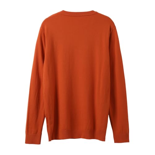 Fxbar Men's Crewneck Sweaters and Pullovers Mens Crewneck Sweater Soft Pullover Sweaters Long Sleeve Knitted Textured Jumper Fall Winter Outwear, Orange-b, Medium4