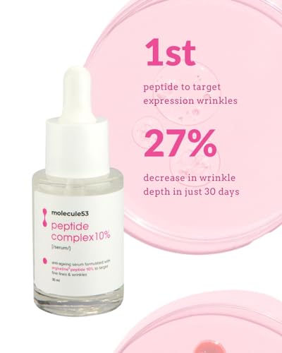 Image of Argireline 10% Peptide Serum - Anti aging peptide serum for wrinkles & fine-lines | Reduces signs of aging | Anti wrinkle | Molecule 53 | 30ml