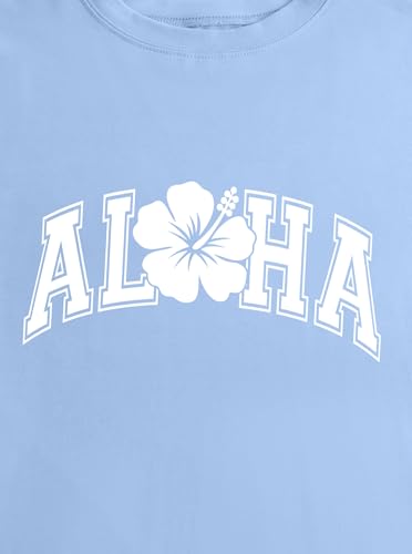 Image of Remidoo Women's Casual Oversized T Shirt Short Sleeve Graphic Tee Flower Baggy Shirts Blue Small