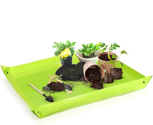 Pflanzen-Umtopfmatte, wasserdichte & Leicht zu Reinigen Pflanzunterlage aus PE, Für Zimmerpflanzen, Sukkulenten, Balkon und Garten (Grün, 60 x 60 cm)