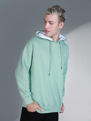 Image of Hubberholme Men Green Cotton Long Sleeves Regular Hood Sweatshirts HHMSSW23009