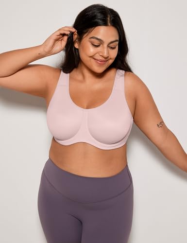 Image of SYROKAN Women's Max Control Underwire Sports Bra High Impact Plus Size with Adjustable Straps Unlined Bra