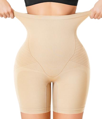 Junlan Mutande Pancera Contenitiva Donna Pancia Piatta Intimo Contenitivo Modellante Vita Alta Mutande Contenitive Senza Cuciture (Beige, L)