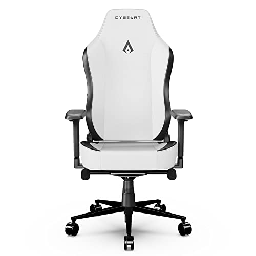 Cybeart-Arctic-White-GamingOffice-Chair-4D-Armrest-Inbuilt-Lumbar-Support-Supreme-PU-Leather-Ergonomic-Recline-Tilt