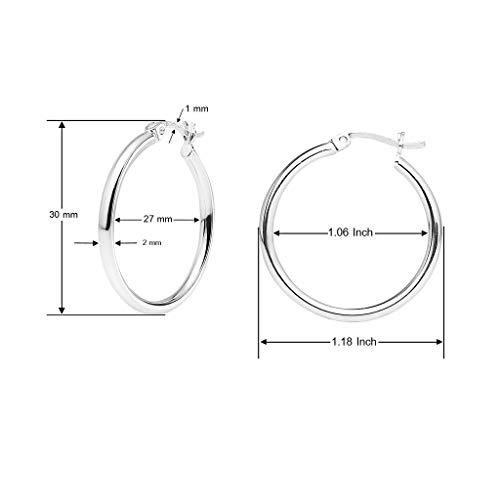 Solidsilver- Sterling Silver Lightweight High Polished Click Top Hoop Earrings | 30Mm #TOP4