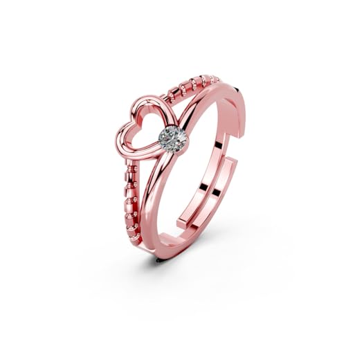 Image of Miss Highness 925 Silver Heart Promise Adjustable Ring for Women and Girls | Minimal Design | Silver Jewellery With Authenticity Certificate | Gift for Girlfriend Wife | Regular Wear Ring,(MHN-R-118)