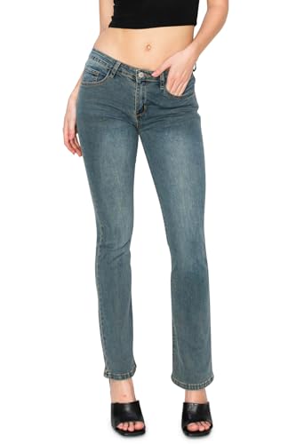 KHAKI & BLUE Women's Low Rise Classic Tight Upper Leg Bootcut Jeans