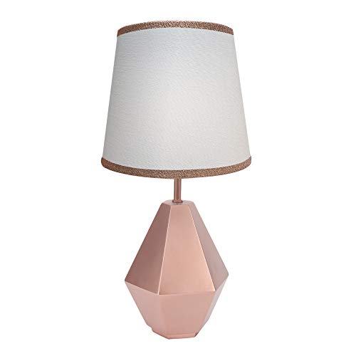 Image of Lambs & Ivy Rose Gold Modern Hexagon Nursery Lamp with Shade & Bulb