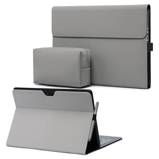HYZUO Folio Cover Stand Case Compatible with Microsoft Surface Pro 7 6 5 4 2017 Built-in Surface Pen Holder, Compatible with Surface Type Cover Keyboard, with Zipper Pouch, Dark Gray