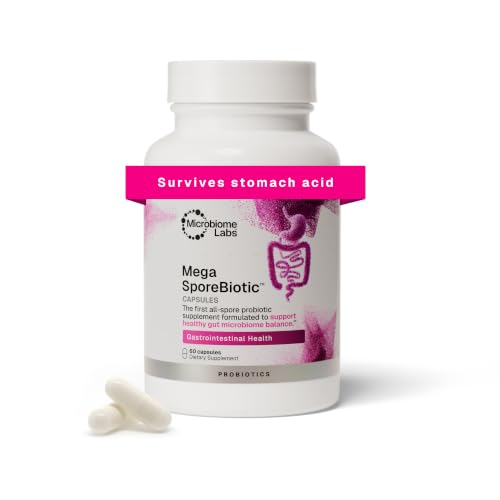 Image of Microbiome Labs MegaSporeBiotic Probiotics for Women & Men - Spore-Based Probiotic for Gut Health & Digestive Support - Shelf-Stable, Travel-Friendly, Mens & Womens Probiotics (60 Capsules)