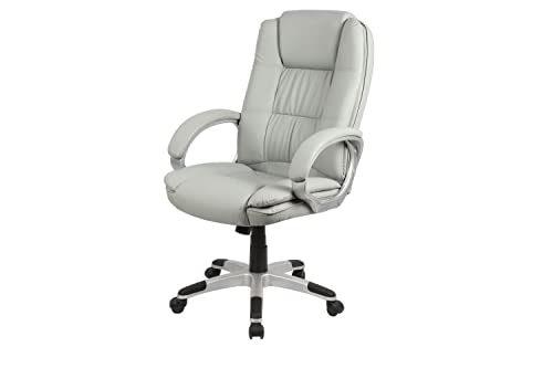 Sedia ufficio con struttura in alluminio e seduta rivestita in ecopelle grigia.
