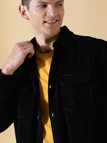 Image of Thomas Scott Men's Premium Spread Collar Double Pocket Corduroy Oversized Shackets