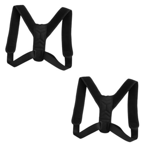 TOVINANNA 2 Pcs Posture Belt Sitting Posture Upper Brace Posture Trainer Confidence Straightener Belt Posture Adjustable Belt Hunchback Strap Ribbon Black