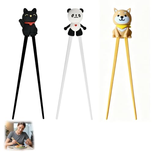 Chopsticks for Beginners Chop Sticks 3 Pcs Chopsticks Set with Cute Animal Designs Chop Sticks for Beginners as Everyday Homes Restaurants and Work Meal Cafeterias