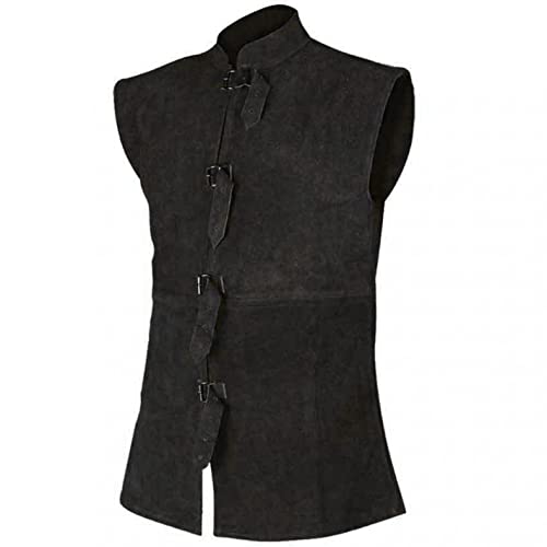 Mens Faux Leather Suede Vest Retro Gothic Steampunk Waistcoat Casual Western Cowboy Vest Jacket Slim Fit Vest Waistcoat