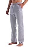 Willit Men's Cotton Yoga Sweatpants Exercise Pants Open Bottom Athletic Lounge Pants Loose Male Sweat Pants with Pockets Light Gray L