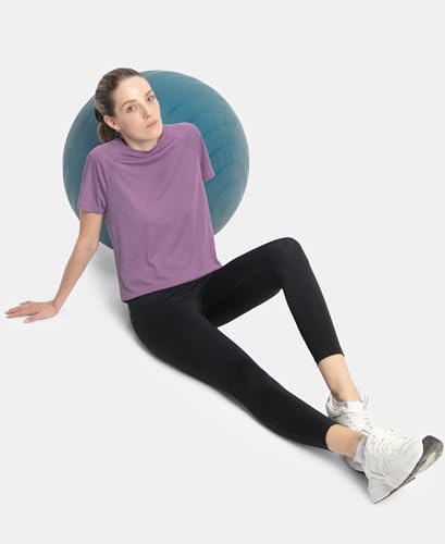 Image of Jockey Women's MW73 Polyester Fabric Relaxed Fit Half Sleeve Breathable Mesh Active Wear T-Shirt