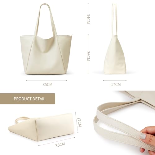 Image of KALIDI Large Tote Bag Vegan Leather Casual Zipper Work Bag Weekender Hobo for Women 16L Oversize Shoulder Travel Purse