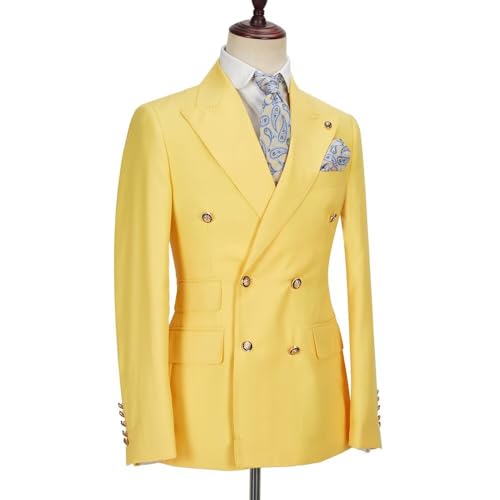 Casual Suits for Men Double Breasted Jacket Pants 2 Pieces Prom Tuxedos Peak Lapel Jacket Pants for Wedding Grooms3