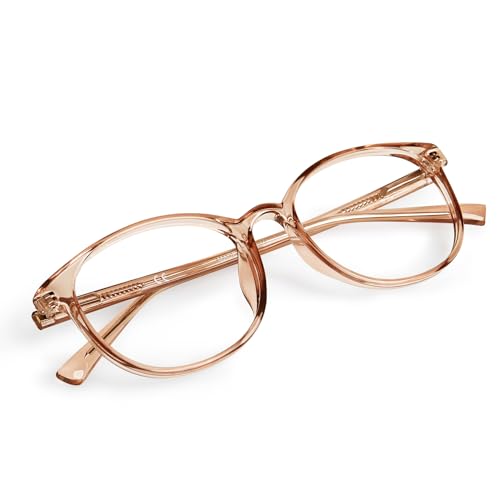 FONHCOO Blue Light Blocking Glasses Women Men Computer Eyeglasses,TR90 Fashion Round Transparent Anti Blue Light Glasses with Anti Eyestrain & UV Glare for Gaming & Reading
