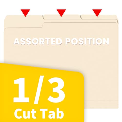 image for SUNEE File Folders Letter Size, 100 Pack Manilla Folders 8.5 x 11 1/3-