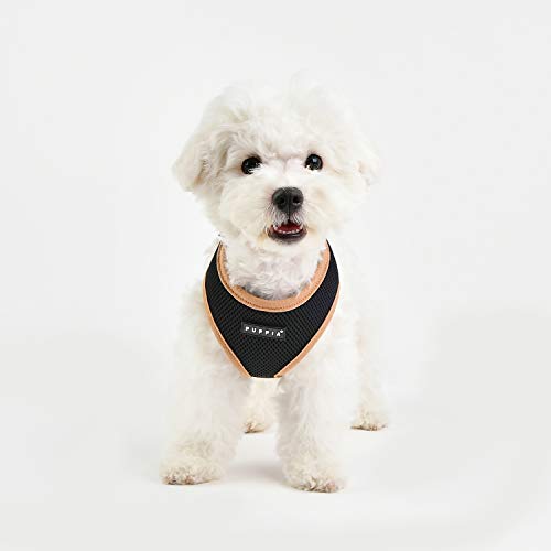 Puppia Soft Harness II - Weiches Hundegeschirr für kleine und mittelgroße Hunde - sehr komfortabel und verstellbar, Schwarz, S
