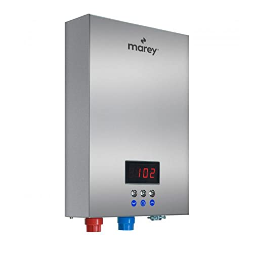 Marey 24Kw 4.7 Max Gpm Etl Certified 240V Self-Modulating Residential Multiple Points Of Use Tankless Electric Water Heater, Silver #TOP6