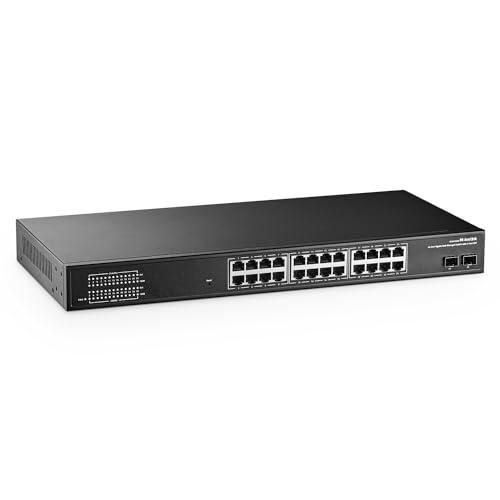 Image of MokerLink 26 Port Gigabit Managed Switch, 24 Port GE, 2 x 1G SFP, L2 Smart Web Managed, Rackmount Fanless, QoS Vlan IGMP ACL