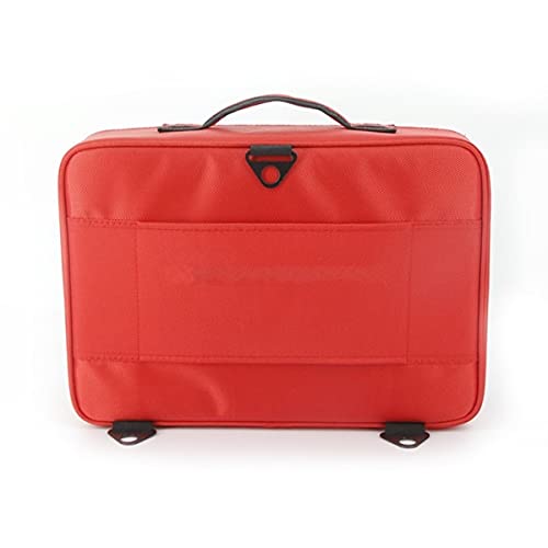 Image of Adson Large Makeup Bag 3 Layers Professional Train Cosmetic Bag Makeup Organizer Case Portable Artist Storage Brush Box with Adjustable Dividers and Strap for Makeup Accessories (Red)
