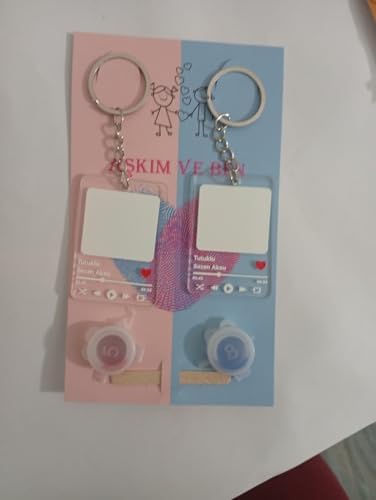Parmak İzi Çift Anahtarlık Seti – Sevgili Anahtarlığı, Metal Tasarım, Uyumlu ve Anlamlı Hediye (Pembe Mavi, Sezen Aksu-Tutuklu) - Görsel 2