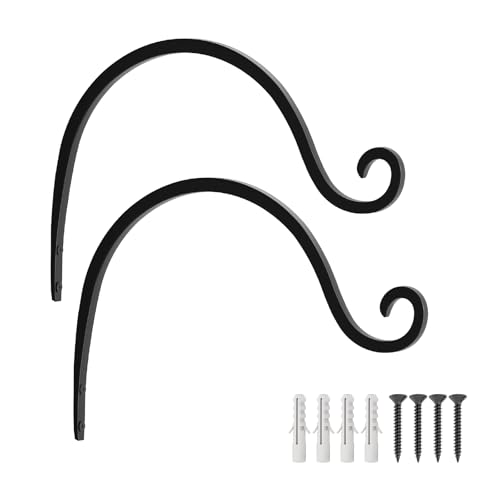 Bamworld Portapiante Sospesi 2 Pezzi, 20 cm Supporto Piante con Ganci Soffitto, Portapiante Interno Esterno per Mangiatoie Ventagli Piante, Nero