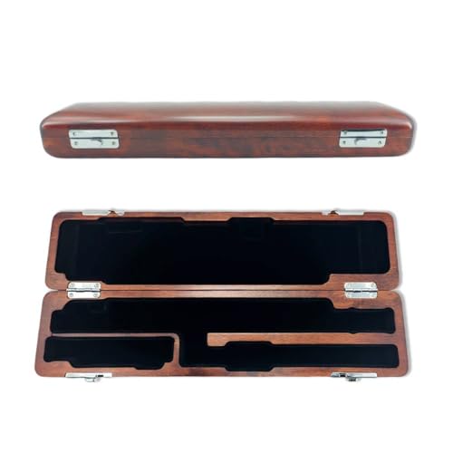 WUQIMUSC Estojo de flauta com base rígida C, furo C, caixa de madeira para flauta com 16 chaves para tocadores de flauta (C pé vermelho)