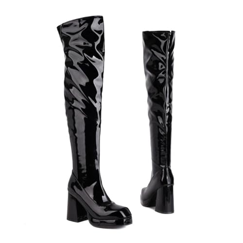 Bottes à talons hauts pour femmes d'une finition vernie miroir exclusive pour bal de promo