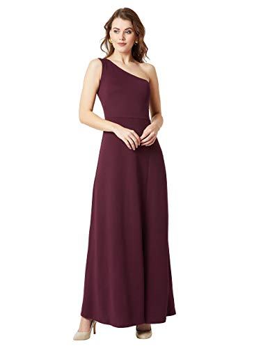Miss Chase Women's Crepe one-Shoulder Dress(MCSS19D12-53-184-05,Wine Red,Large)