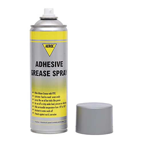 Image of Aerol Adhesive Grease Spray Grade 7000 | White Lithium Grease Fortified with PTFE for Bearings, Chains & Gears | High-Temperature Lubrication | -20C to 160C | 300 g / 464 ml | 1 Piece