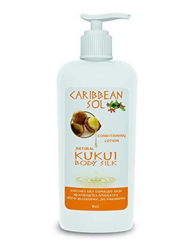 Caribbean Sol - Kukui Body Silk After Sun Lotion - Organic Aloe Vera Gel Sunburn Relief After Tan Lotion - Sun Burn Care Moisturizer 8oz.