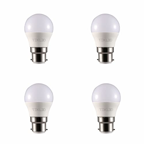 TEKLED® G45 Golf Ball DIMMABLE LED Bulbs | B22 Bayonet Cap | Energy Saving 5W Light Bulb 40W Incandescent Bulb Equivalent | 2700K 400LM | 4-Pack | Warm White