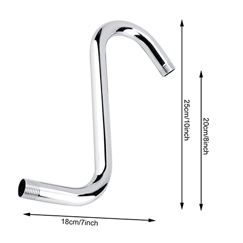 8inch High Rise S-Curved Goose Neck Shower Extension Arm Bathroom Accessory 201 Stainless Steel