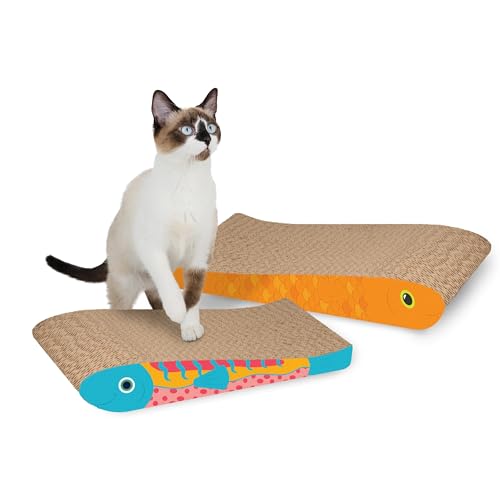 Rascador para gato de cartón forma pez 3 unidades miniatura 7