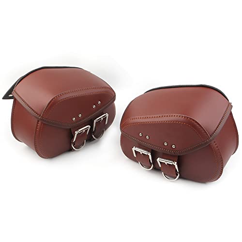 Bolsa para Herramientas de Motocicleta Bacar Pair, Bolsa Impermeable de PU, Duradera y Hecha a Mano, Bolsa de Alforja Marrón miniatura 2
