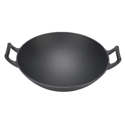 Wok de hierro fundido redondo con doble asa 32 cm miniatura 1