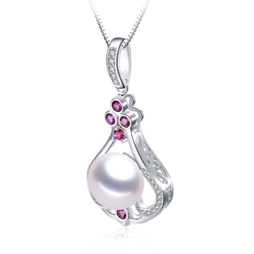 Collier en perle d'eau douce naturelle et zircon rose éclatant