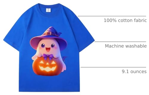 IRUD Halloween Shirts for Women - Pumpkin Ghost Wizard Hat Pattern Round Neck Short Sleeve - image 4
