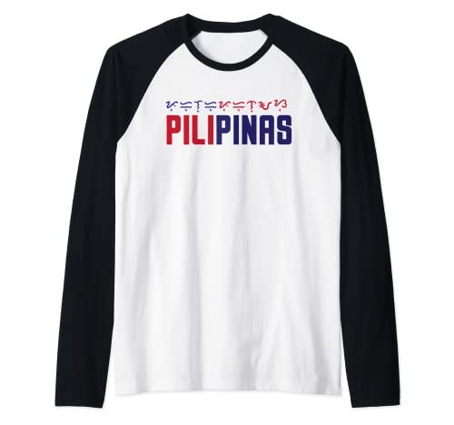Pinoy Baybayin Lettera Parola in Filippino Alfabeto Pilipinas Maglia con Maniche Raglan
