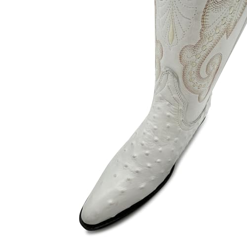 Mens J Toe Ostrich Print Leather Western Cowboy Boot4