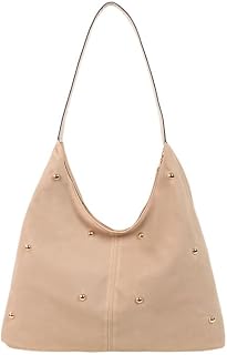 LYEAA Elegante bolso de hombro de terciopelo para mujer, bolso de mano de lujo con remaches (blanco), White, 270.00x160.00x90.00mm/10.63x6.3x3.54inch