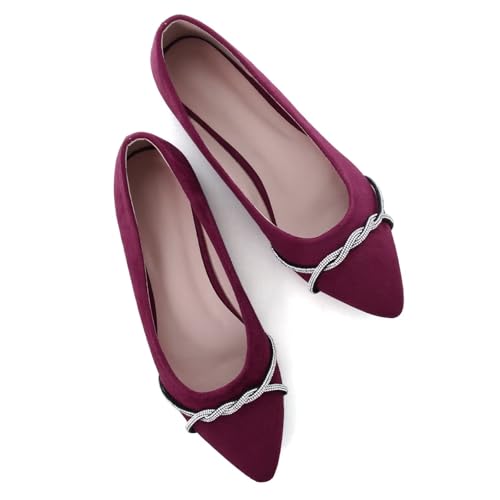 Image of TN TANGNEST Womens Casual Flats Chain Ballet Flats | Fashion Pointed Toe Rhinestone Flats, Comfort Slip On Dress Shoes for Business Work Office Wedding Party